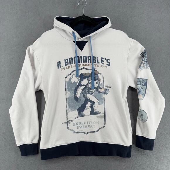 Disney Parks Animal Kingdom Expedition Everest Yeti Hoodie Womens S White Blue - Picture 1 of 12